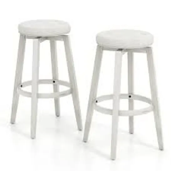 BOXED COSTWAY WHITE SWIVEL BAR STOOL SET OF 2