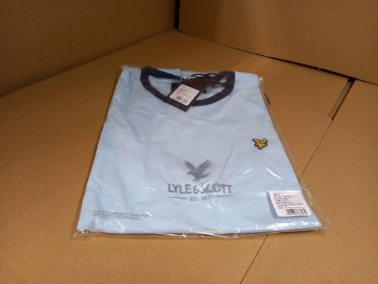 PACKAGED LYLE&SCOTT BLUE/NAVY LOGO CREW NECK TEE - MEDIUM