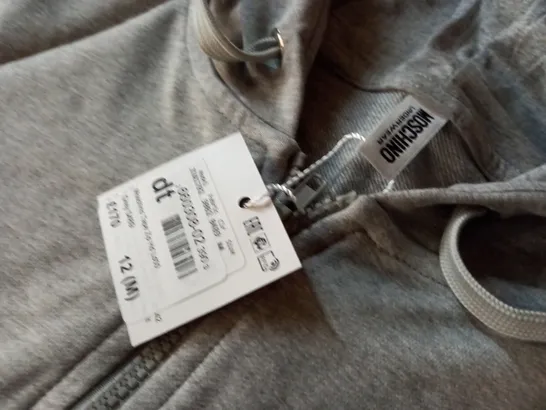 MOSCHINO UNDERWEAR TAPE ZIP HOODIE IN LIGHT GREY - 12 M