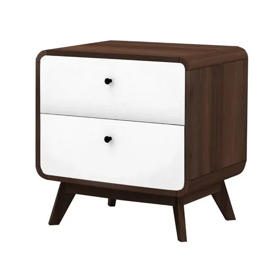 BOXED MAJA MANUFACTURED WOOD BEDSIDE TABLE - WALNUT/WHITE (1 BOX)