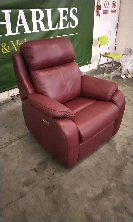 QUALITY BRITISH DESIGNED & MANUFACTURED G PLAN KINGSBURY POWER RECLINER CAPRI CLARET LEATHER ARMCHAIR 