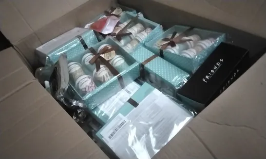 PALLET CONTAINING 4 BOXES OF ASSORTED HOUSEHOLD ITEMS TO INCLUDE COMBINATION PADLOCKS AND COCAO SETS