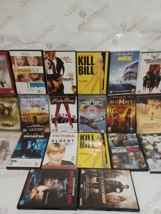 LOT TO CONTAIN 20 X ASSORTED DVD'S & FILMS, FILMS INCLUDE LOTR, KILL BILL, INGLORIOUS BASTARDS ETC 