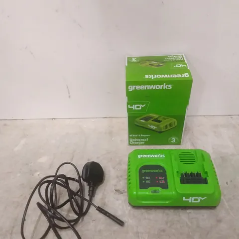 BOXED GREENWORKS 40V UNIVERSAL CHARGER 