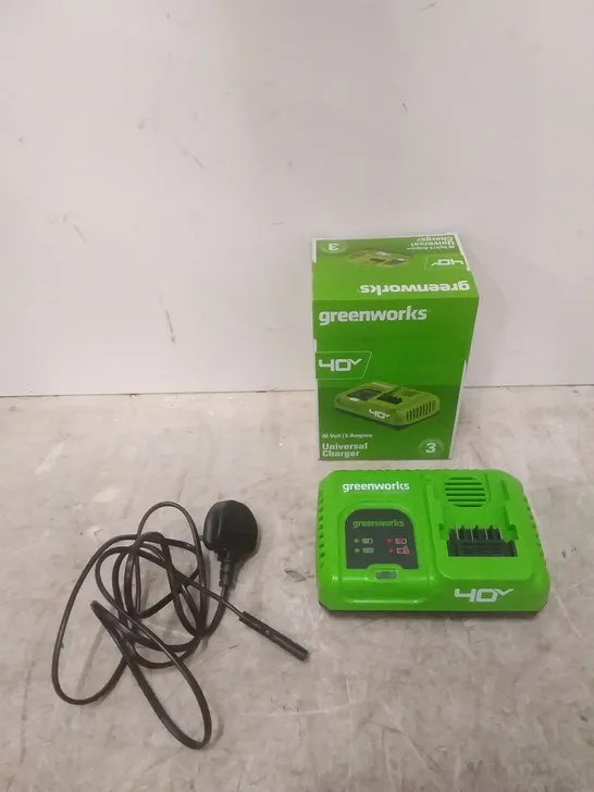 BOXED GREENWORKS 40V UNIVERSAL CHARGER 