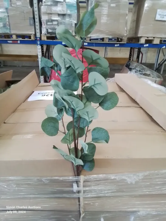 PALLET CONTAINING APPROXIMATELY 200 BOXES OF INDIVIDUAL STEM EUCALYPTUS FAUX FLOWERS