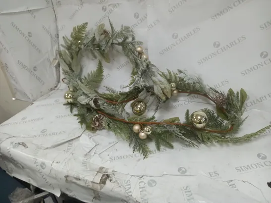 9FT PRE LIT FROSTED GARLAND WITH BAUBLES RRP £39.99