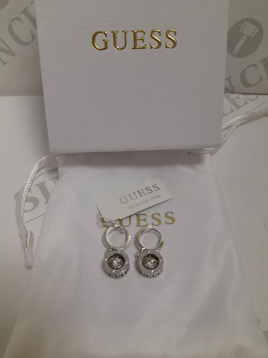 GUESS SOLITAIRE DROP SILVER EARRINGS  RRP £49