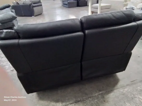 DESIGNER 2 SEATER MANUAL RECLINING SOFA IN BLACK LEATHER 