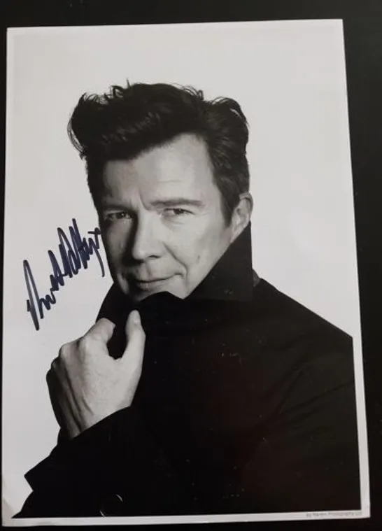 TWO ASSORTED SIGNED PICTURES OF RICK ASTLEY AND ALISON STEADMAN