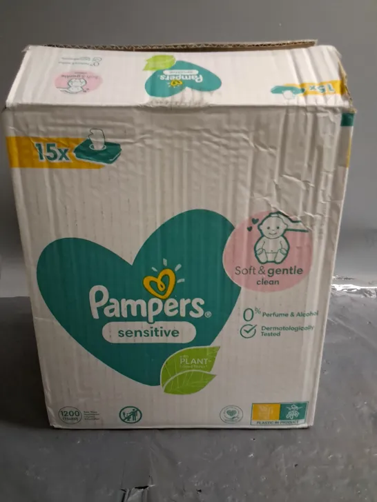 BOX CONTAINING 15 80-PACKS OF  PAMPERS SENSITIVE WIPES