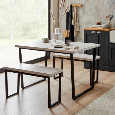 BOXED VIXEN RECTANGULAR DINING TABLE BLACK AND WHITE