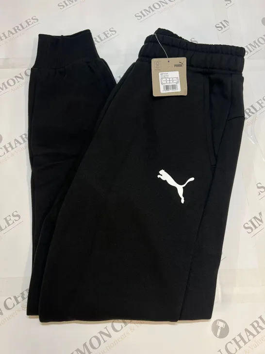 PUMA ESSENTIALS LOGO PANTS IN BLACK SIZE S