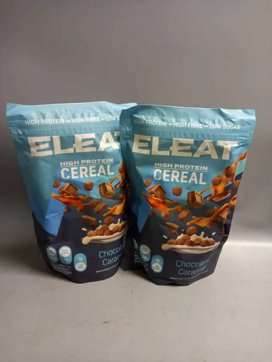 2 X BAGS OF ELEAT HIGH PROTEIN CEREAL 250G CHOCOLATE CARAMEL