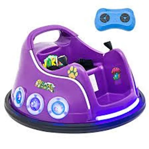 BOXED COSTWAY ELECTRIC BUMPER CAR WITH 360° SPIN AND REMOTE CONTROL FOR TODDLERS AND BABIES - PURPLE