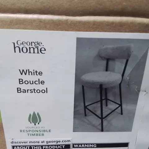 BOXED WHITE BOUCLE BARSTOOL