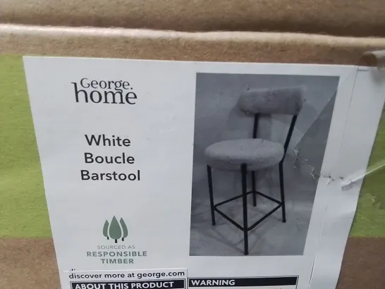 BOXED WHITE BOUCLE BARSTOOL