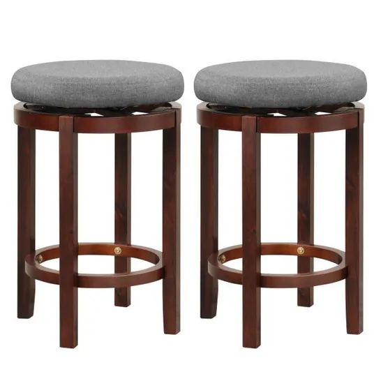 BOXED COSTWAY COUNTER HEIGHT STOOL SET OF 2 - GREY