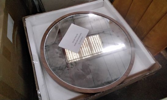 DESIGNER ROUND WALL MIRROR WITH WOODEN EDGE