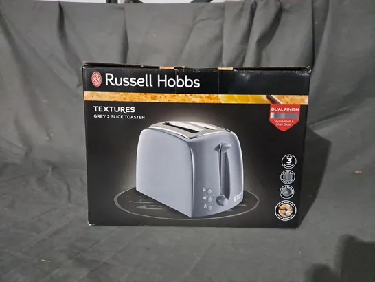 BOXED RUSSELL HOBBS TEXTURES GREY 2 SLICE TOASTER 