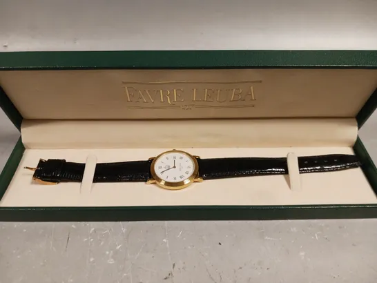 FAVRE LEUBA BLACK LEATHER STRAP WHITE DIAL WATCH 