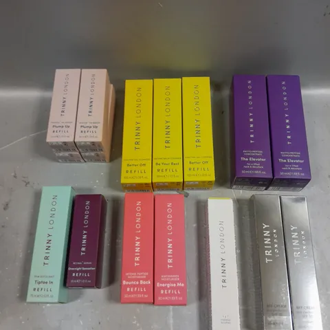 APPROXIMATELY 20 ASSORTED BOXED TRINNY LONDON BEAUTY PRODUCTS TO INCLUDE SKIN PERFECTOR, MOISTURISER, EXFOLIANT ETC 