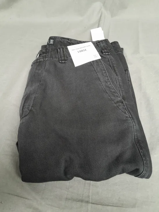 ABERCROMBIE & FITCH LIGHTWEIGHT JEAN LOOSE BLACK TROUSERS - 32W 34L