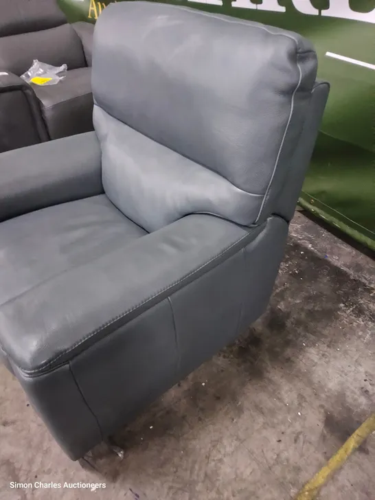 QUALITY ITALIAN DESIGNER JULIA POWER RECLINING EASY CHAIR GREY LEATHER 