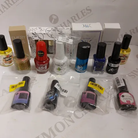 BOX OF APPROX 20 ITEMS TO INCLUDE FZANEST GEL POLISH, MAVALA SET OF POLISHES AND EMOKI NAILS NAIL OIL