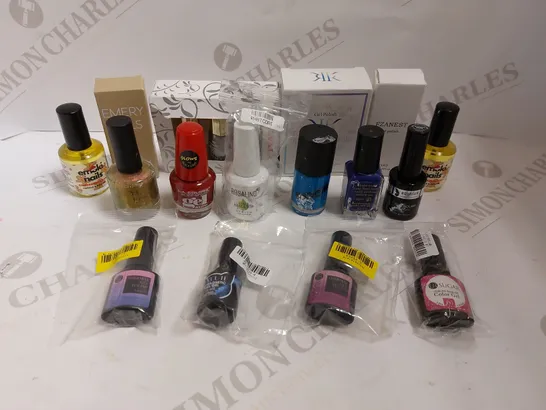 BOX OF APPROX 20 ITEMS TO INCLUDE FZANEST GEL POLISH, MAVALA SET OF POLISHES AND EMOKI NAILS NAIL OIL