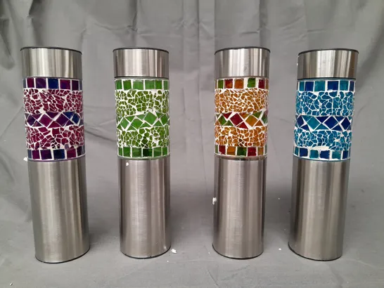 BOXED GARDEN REFLECTIONS SET OF 4 SOLAR MOSAIC STAKE LIGHTS