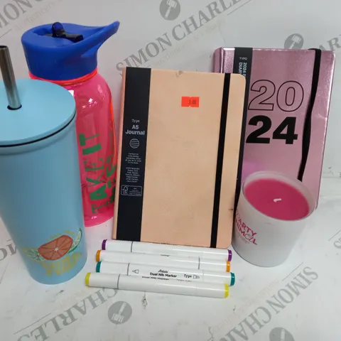 APPROXIMATELY 6 COTTON ON ITEMS INCLUDING 2 NOTE BOOKS, LARGE WATER BOTTLE AND CUP WITH STRAW