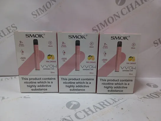 BOX OF 30 SMOK 2% VVOW PINK LEMONADE DISPOSABLE VAPES