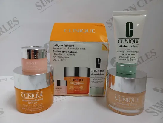 BOX OF 2 CLINIQUE ITEMS TO INCLUDE MOISTURE SURGE AND FATIGUE FIGHTERS GIFT SET