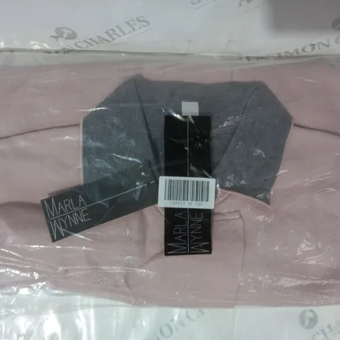 MARLA WYNNE DOUBLE FACE PONCHO WITH POCKETS IN PINK/GREY - SIZE XL/1X
