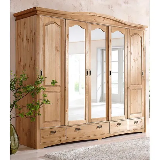 BOXED CALETA 5 DOOR SOLID WOOD WARDROBE (5 BOXES)