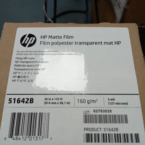 BOXED HP MATTE FILM POLYESTER TRANSPARENT MAT HP - 51642B