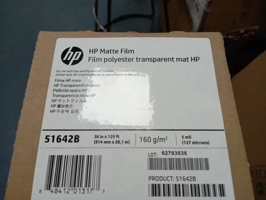 BOXED HP MATTE FILM POLYESTER TRANSPARENT MAT HP - 51642B