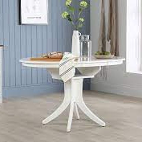 BOXED HUDSON WHITE ROUND EXTENDING DINING TABLE (1 BOX)