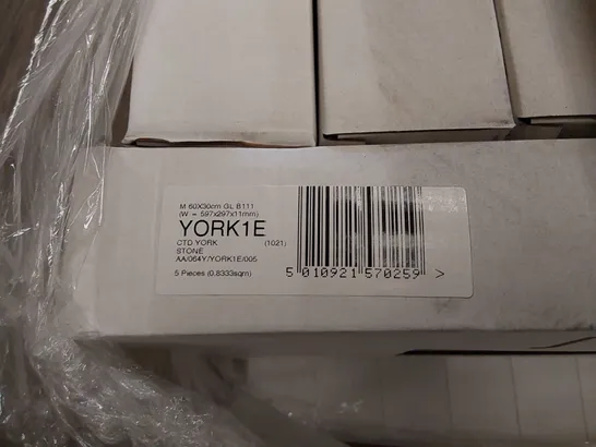 PALLET TO CONTAIN APPROX 40 X PACKS OF JOHNSON TILES YORK STONE GLAZED FLOOR & WALL TILES - 5 TILES PER PACK // TILE SIZE: 597 X 297 X 11mm