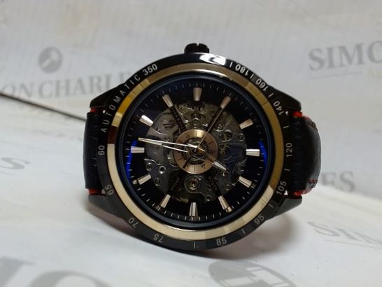 DESIGNER STOCKWELL AUTOMATIC SKELETON DIAL LEATHER STRAP WRISTWATCH  RRP £650