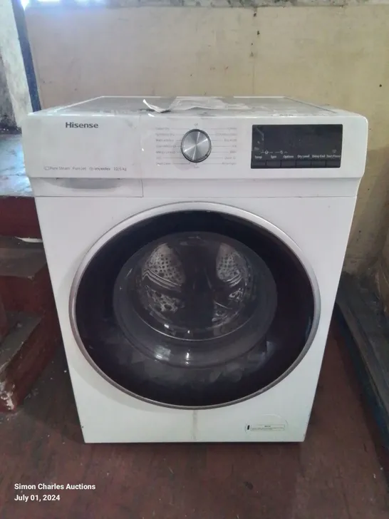 HISENSE FREESTANDING FRONT LOAD 10KG WASHER DRYER IN WHITE