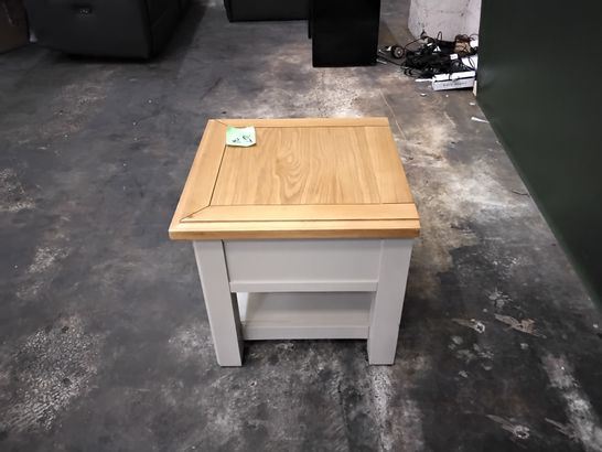 QUALITY SOFT GREY CHEST OF 1 DRAW SIDE TABLE WITH OAK EFFECT 