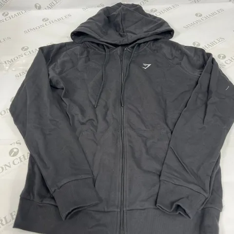 GYMSHARK ZIP THROUGH HOODIE IN BLACK SIZE SMALL