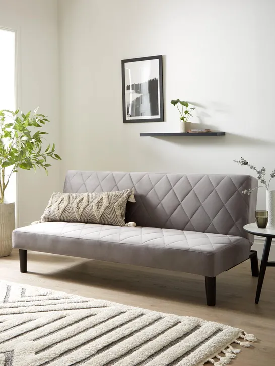 BOXED BAXTER SOFA BED IN SILVER (1 BOX)