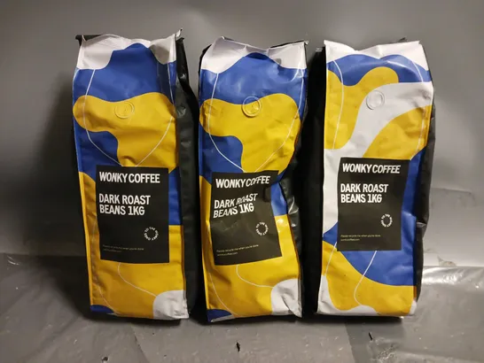 3 WONKY COFFEE DARK ROAST BEANS (1kg)