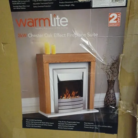 WARMLITE WL45041OAK CHESTER FIREPLACE SUITE (COLLECTION ONLY)