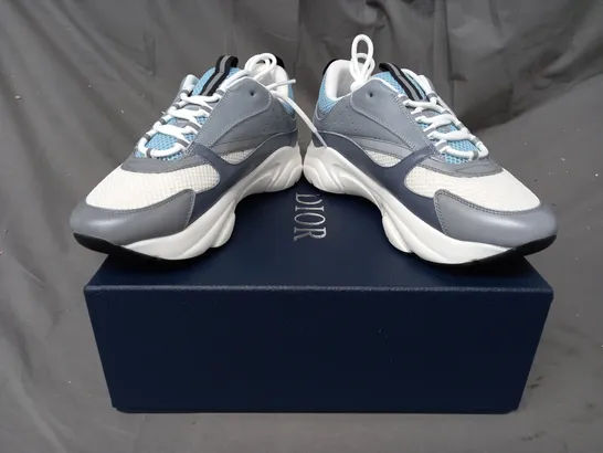 BOXED PAIR OF DIOR SHOES IN WHITE/BLUE MULTI EU SIZE 43