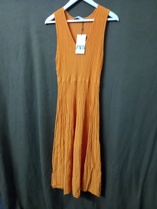 ZARA SLEEVELESS DRESS - ORANGE - UK LARGE