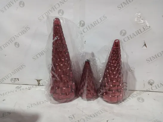 ALISON CORK SET OF MERCURY GLASS TREES - RED